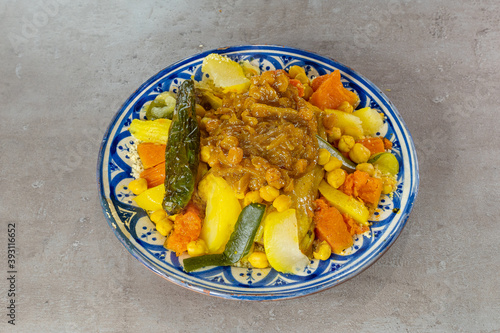 Colorful Couscous in a French Restaurant - Dish photo