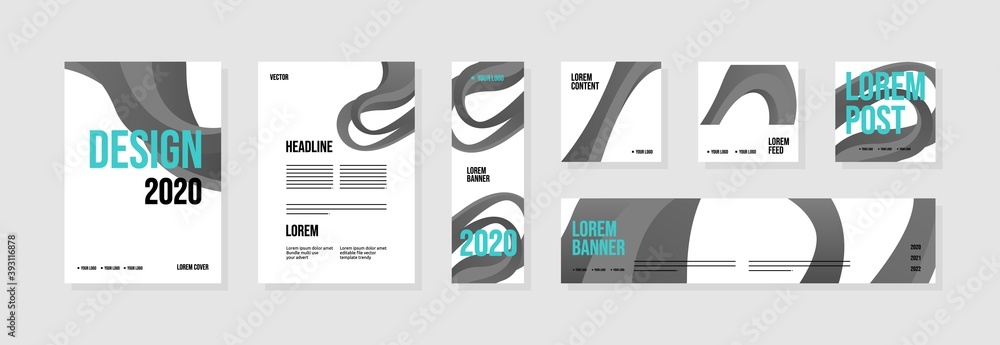 Set of abstract template layouts with creative shapes, suitable for business project events, flyers/leaflet, banner ads, brochure covers, identity, and social media posts. Vector backgrounds. Set of abstract template layouts with creative shapes, suitable for business project events, flyers/leaflet, banner ads, brochure covers, identity, and social media posts. Vector backgrounds.