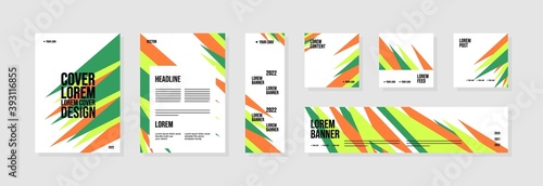 Set of abstract template layouts with creative shapes, suitable for business project events, flyers/leaflet, banner ads, brochure covers, identity, and social media posts. Vector backgrounds.