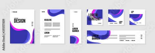 Set of abstract template layouts with creative shapes, suitable for business project events, flyers/leaflet, banner ads, brochure covers, identity, and social media posts. Vector backgrounds.