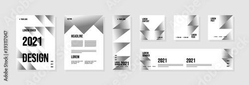 Set of abstract template layouts with creative shapes, suitable for business project events, flyers/leaflet, banner ads, brochure covers, identity, and social media posts. Vector backgrounds.