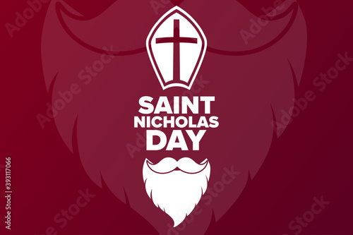 Saint Nicholas Day. December 6. Holiday concept. Template for background, banner, card, poster with text inscription. Vector EPS10 illustration.