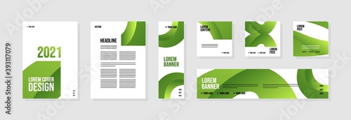 Set of abstract template layouts with creative shapes, suitable for business project events, flyers/leaflet, banner ads, brochure covers, identity, and social media posts. Vector backgrounds.