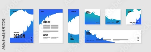 Set of abstract template layouts with creative shapes, suitable for business project events, flyers/leaflet, banner ads, brochure covers, identity, and social media posts. Vector backgrounds.