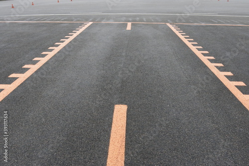 Training car track asphalt road markings