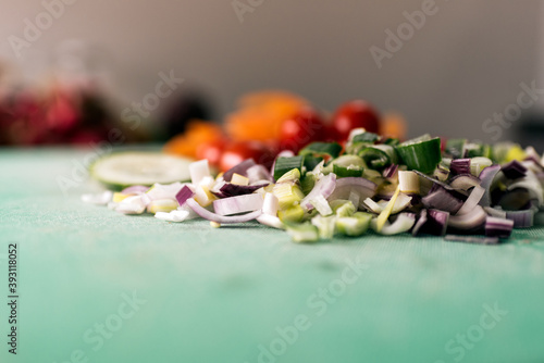 Chopped Vegetables in Plastic Board
