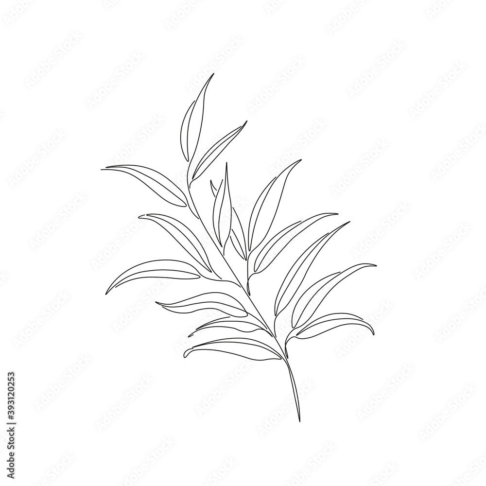 One line leaves drawing art One line leaves drawing art