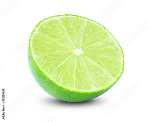 lime or green lemon isolated on white background