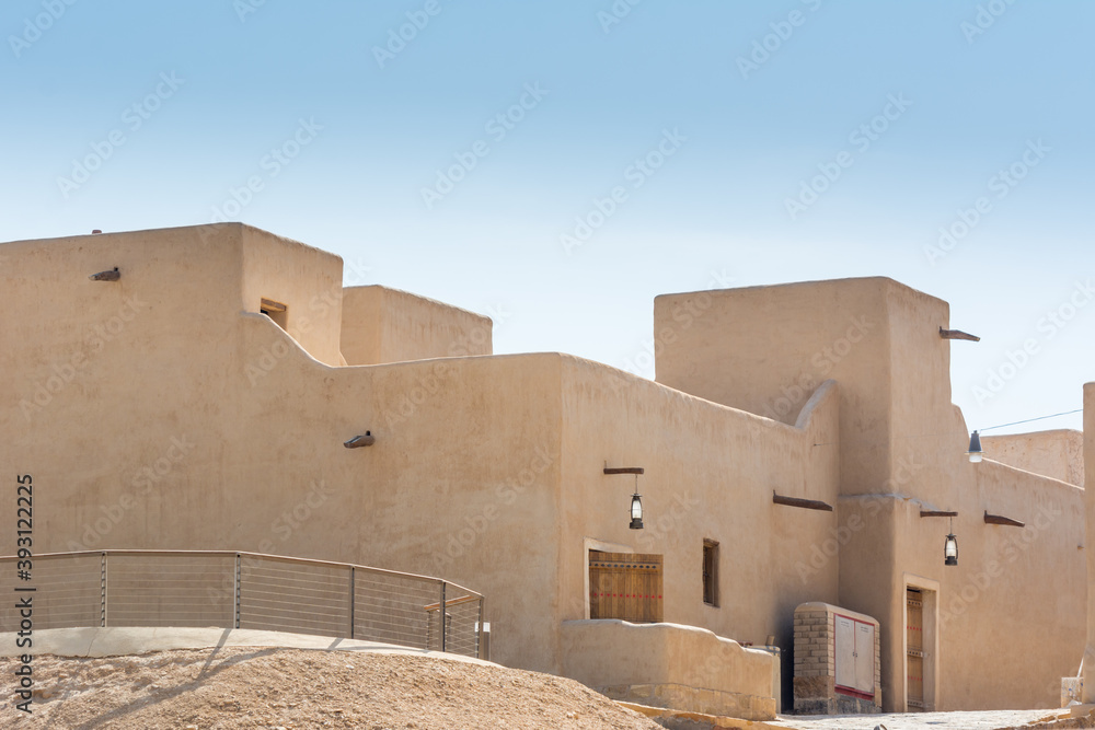 Historic buildings in Dariyah clay castle, also as Dereyeh and Dariyya, a town in Riyadh, Saudi Arabia, original home of the Saudi royal family, the capital of the Emirate of Diriyah.
