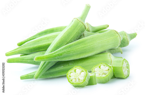 Green Okra isolated on white background