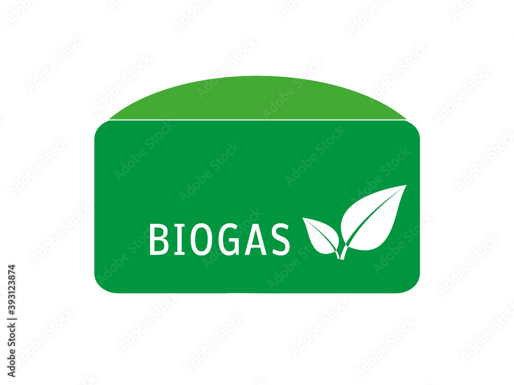 Biogasanlage Vektor mit Blättern auf weißen Hintergrund
