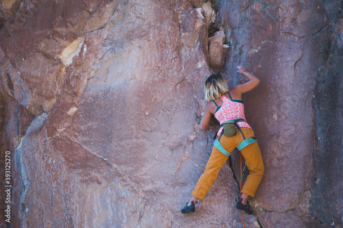 Overcoming the fear of heights, a girl trains on Turkish rocks