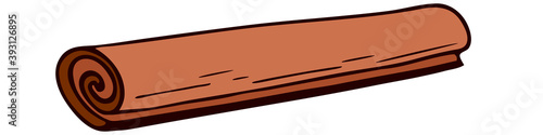 Vector illustration. Cinnamon stick isolated on white. Delicious spicy seasoning for dessert, coffee, baking, mulled wine and eggnog. Hand drawn doodle clipart. Perfect for menu, poster, food banner