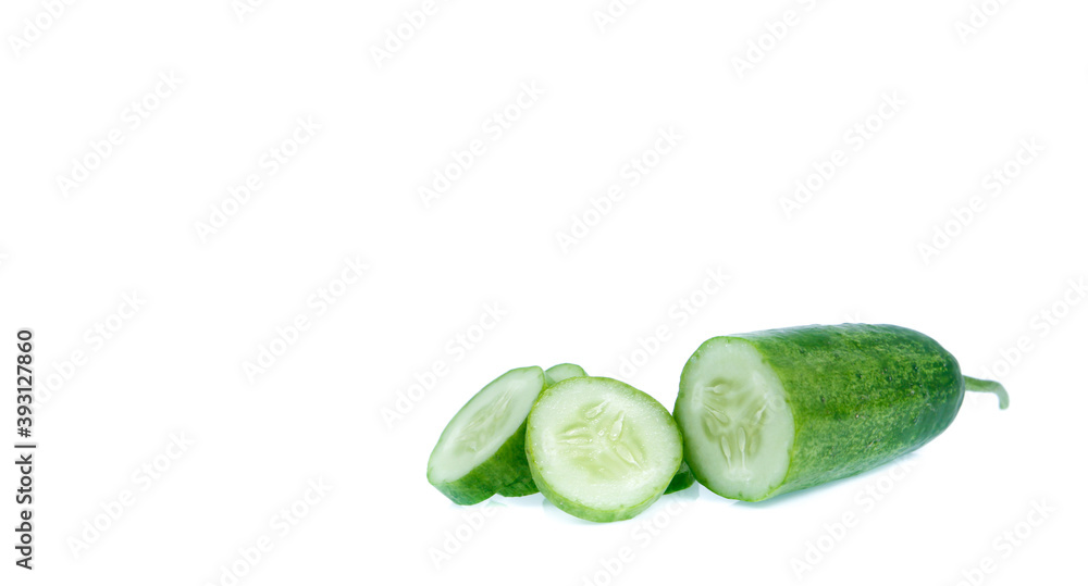 copy space Cucumber isolated on white background