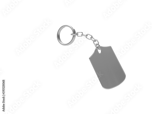Blank metal or silver key ring isolated on white background. 3d illustration