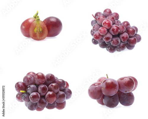 red grape isolated on white (Mix, set , collection)