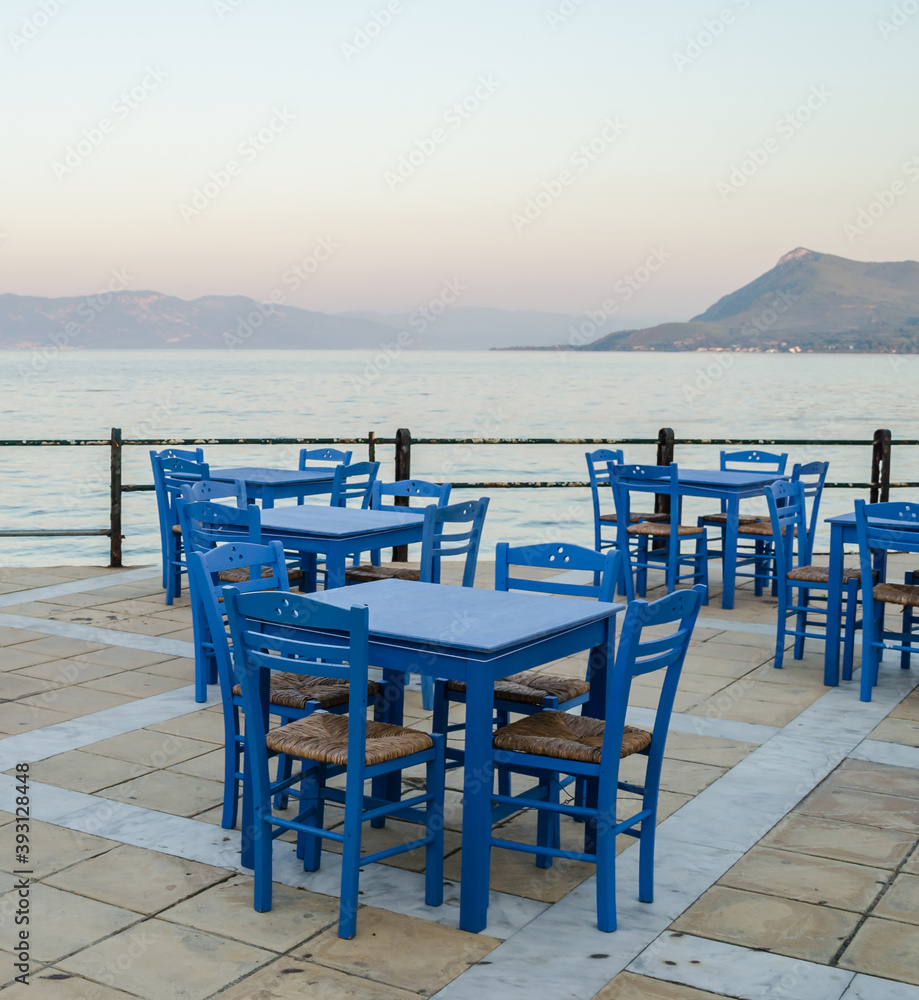 Local restaurant furniture on the island of Evia, Greece Local restaurant furniture on the island of Evia, Greece