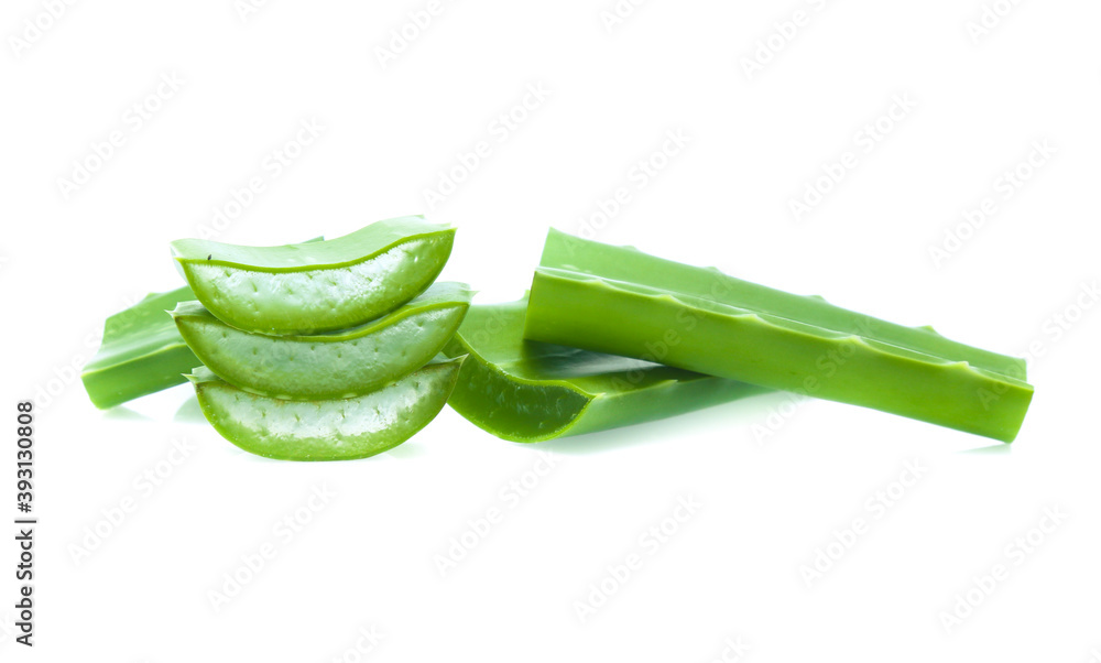 Slice Aloe Vera isolated on white background