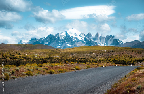 Meadows and mountains of Patagonia in Chile 