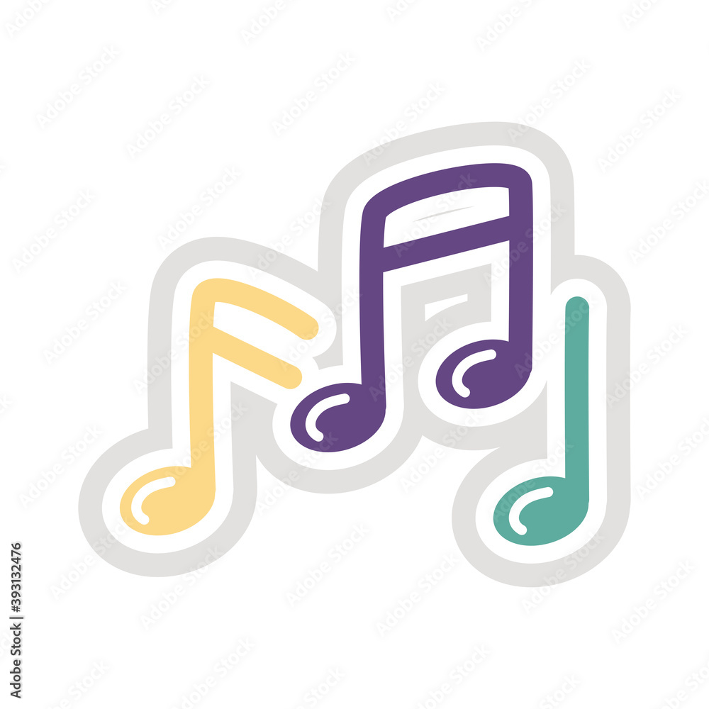 music notes sticker flat style icon music notes sticker flat style icon