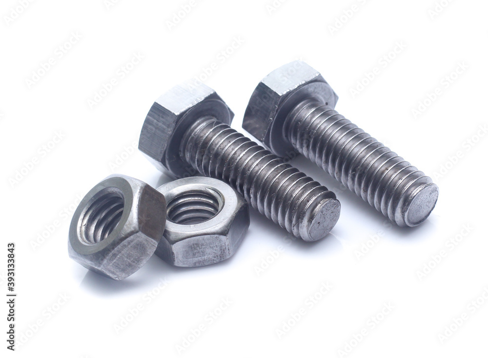 bolt and nut isolated on white background bolt and nut isolated on white background