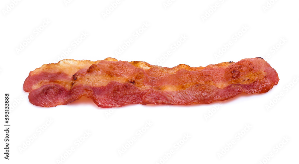 Cooked bacon rashers isolated on white Cooked bacon rashers isolated on white
