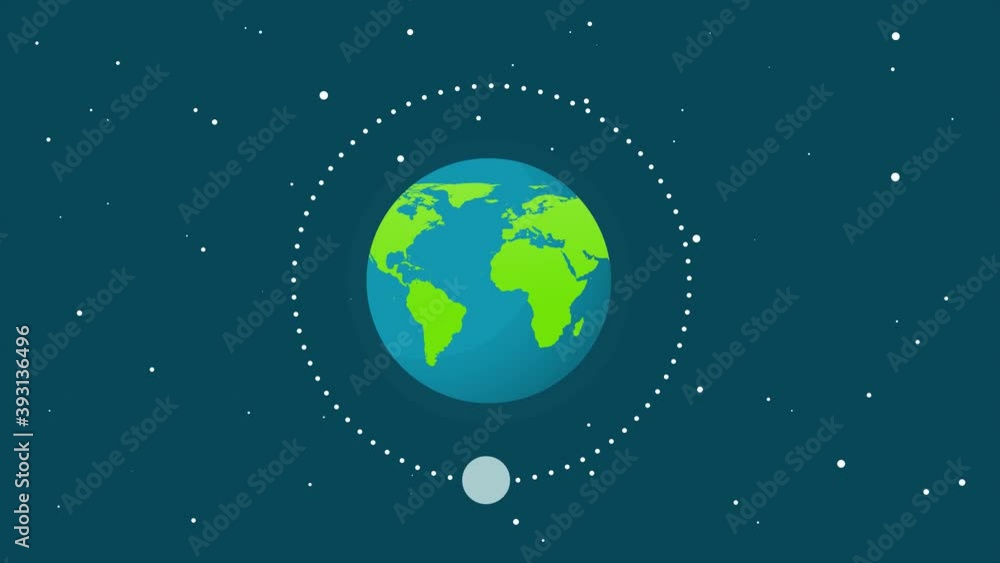 2D animation showing the Moon's orbit around the Earth.