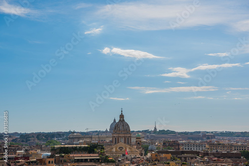 Panorama of the old city in the sunlight with a clear blue sky, Rome. © goryachkincamera