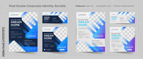 real estate identity design with flyer social media design