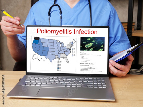 Medical concept meaning Poliomyelitis Infection with sign on the page.