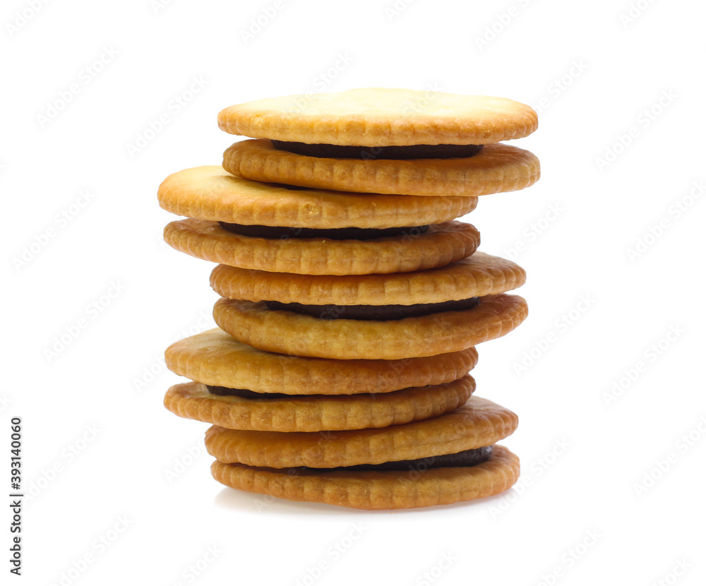 Sandwich biscuits cracker isolated on white background Sandwich biscuits cracker isolated on white background
