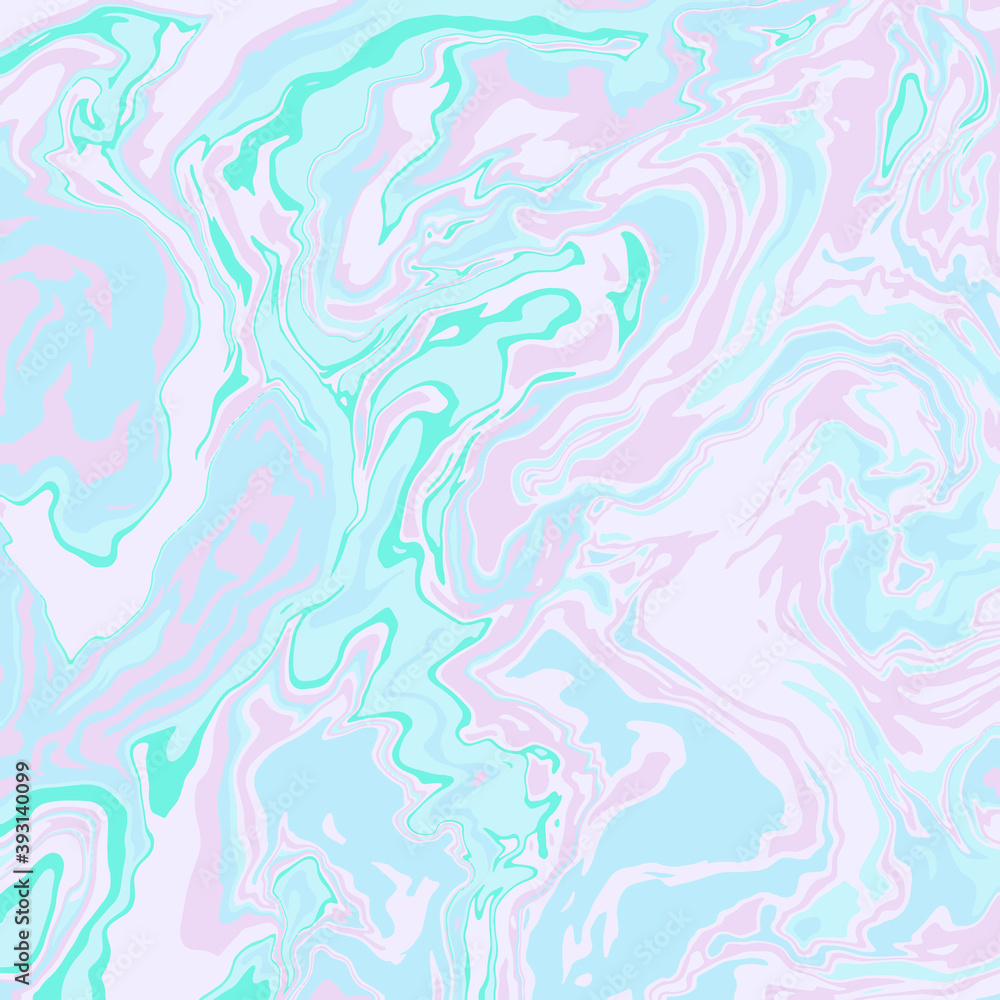 Fluid art texture. Abstract background with swirling paint effect. Liquid acrylic picture that flows and splashes. Mixed paints for interior poster. blue, pink and gray overflowing colors