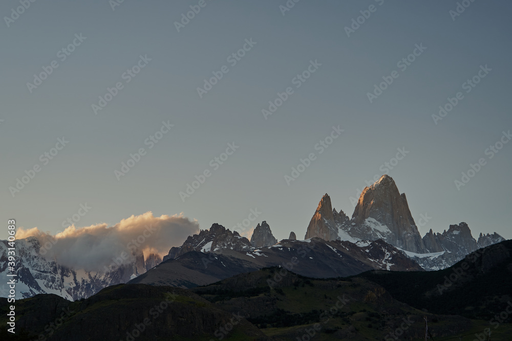 Mount Fitzroy is a high and characteristic Mountain peak in southern Argentina, Patagonia, South America and a popular travel destination for hiking and trekking for tourists Mount Fitzroy is a high and characteristic Mountain peak in southern Argentina, Patagonia, South America and a popular travel destination for hiking and trekking for tourists