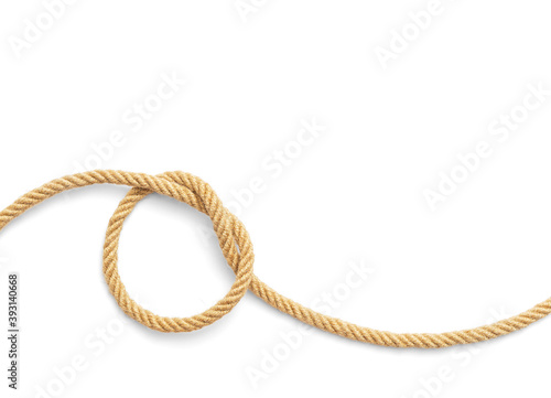 Knot made of rope on white background