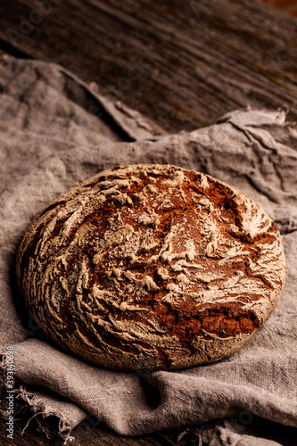 Homemade whole grain rye sourdough bread