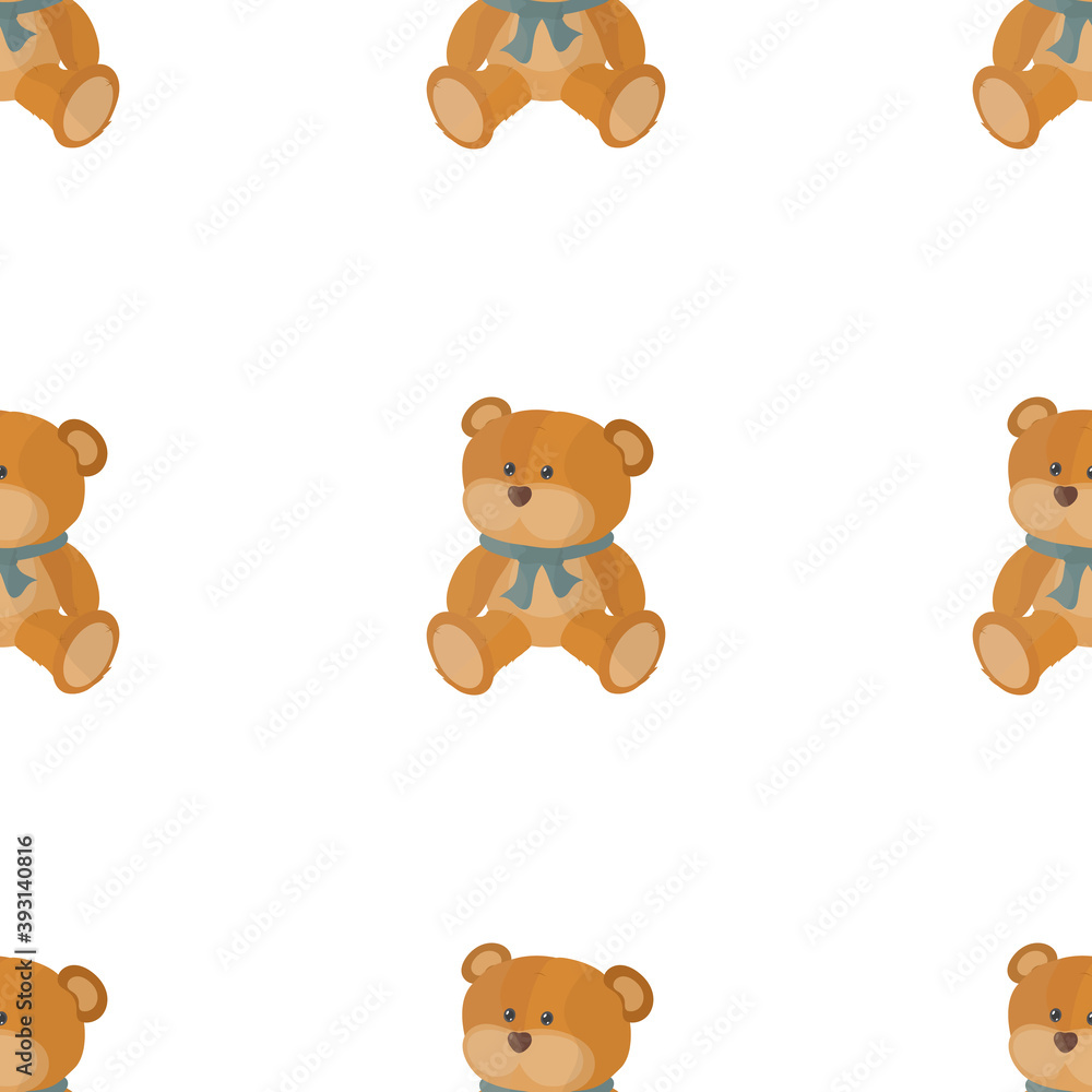 Fototapeta premium Seamless background with a teddy bear. Suitable for backgrounds, cards and wrapping paper. Vector.