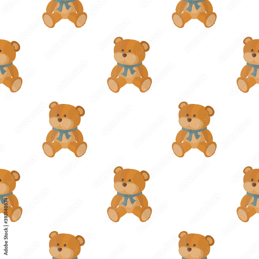 Seamless background with a teddy bear. Suitable for backgrounds, cards and wrapping paper. Vector.