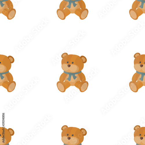 Seamless background with a teddy bear. Suitable for backgrounds, cards and wrapping paper. Vector.