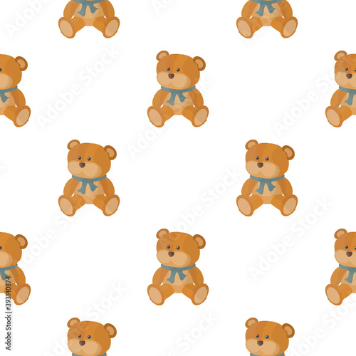 Seamless background with a teddy bear. Suitable for backgrounds, cards and wrapping paper. Vector.