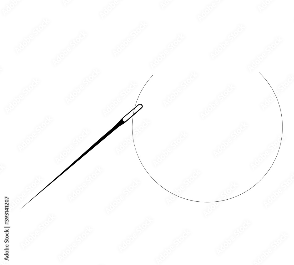 Needle with thread vector icon. Sewing concept symbol or design element Needle with thread vector icon. Sewing concept symbol or design element