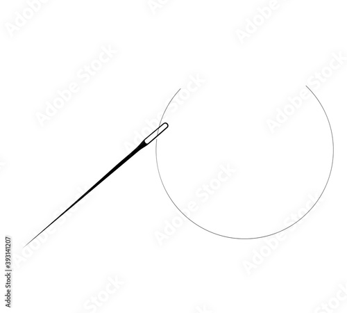 Needle with thread vector icon. Sewing concept symbol or design element