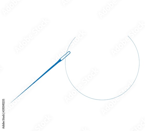 Needle with thread vector icon. Sewing concept symbol or design element