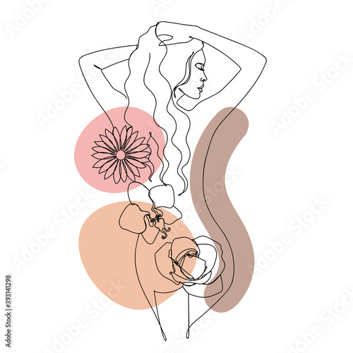 Abstract image with a black line of a woman.