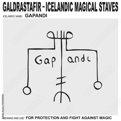 vector icon with ancient Icelandic magical staves Gapandi. Symbol means and is used for protection and fight against magic