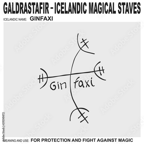 vector icon with ancient Icelandic magical staves Ginfaxi. Symbol means and is used for protection and fight against magic