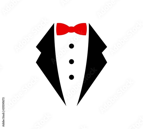 Symbol service dinner jacket bow. Tuxedo concept. Tux sign Butler gentleman idea