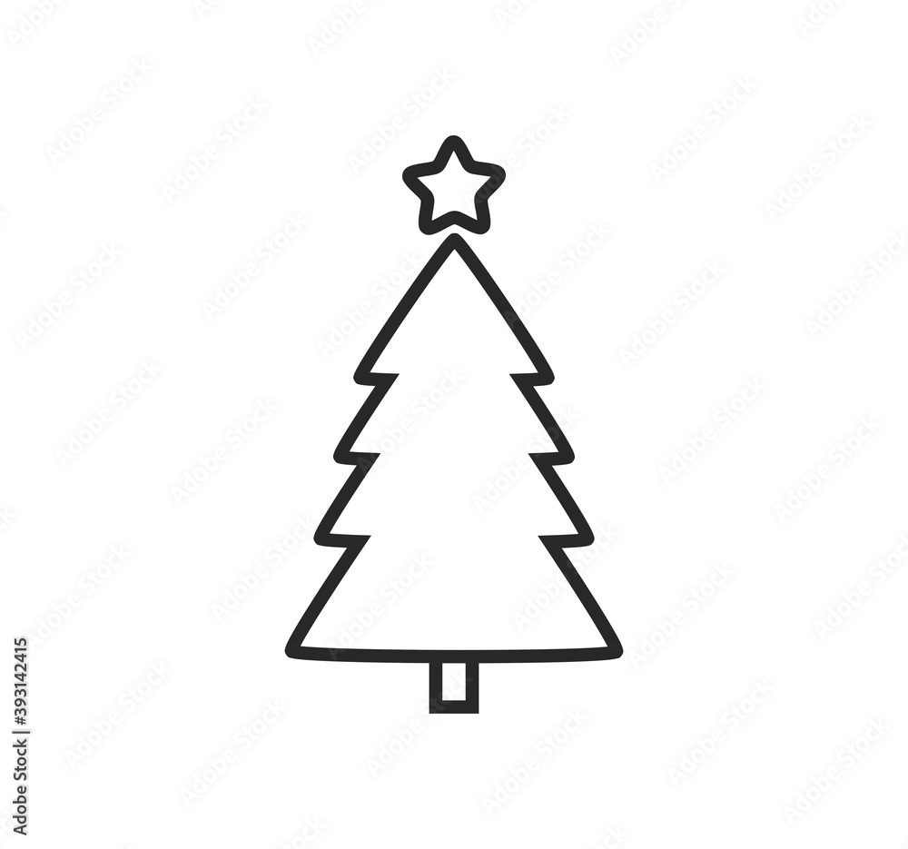 Christmas tree outline icon with star. Christmas tree outline icon with star.