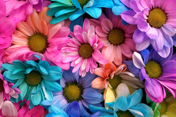 Crédence de cuisine Rose Colourful flower heads with multi coloured heads and petals  © Philip
