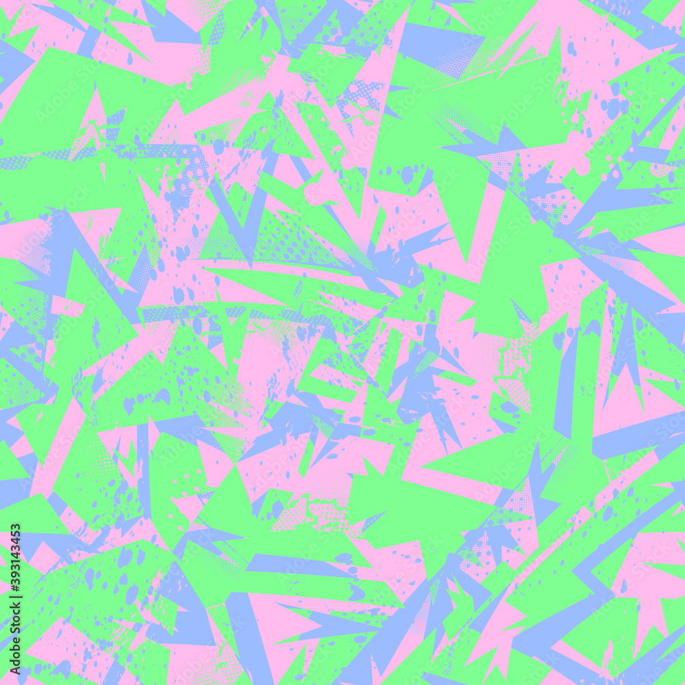 Abstract urban backdrop with curved geomtry seamless pattern and grunge spots in street style Abstract urban backdrop with curved geomtry seamless pattern and grunge spots in street style
