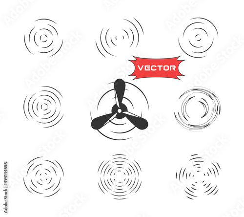 Propeller. Collection of the rotation effect. Vector monochrome overlay elements on an isolated light background.